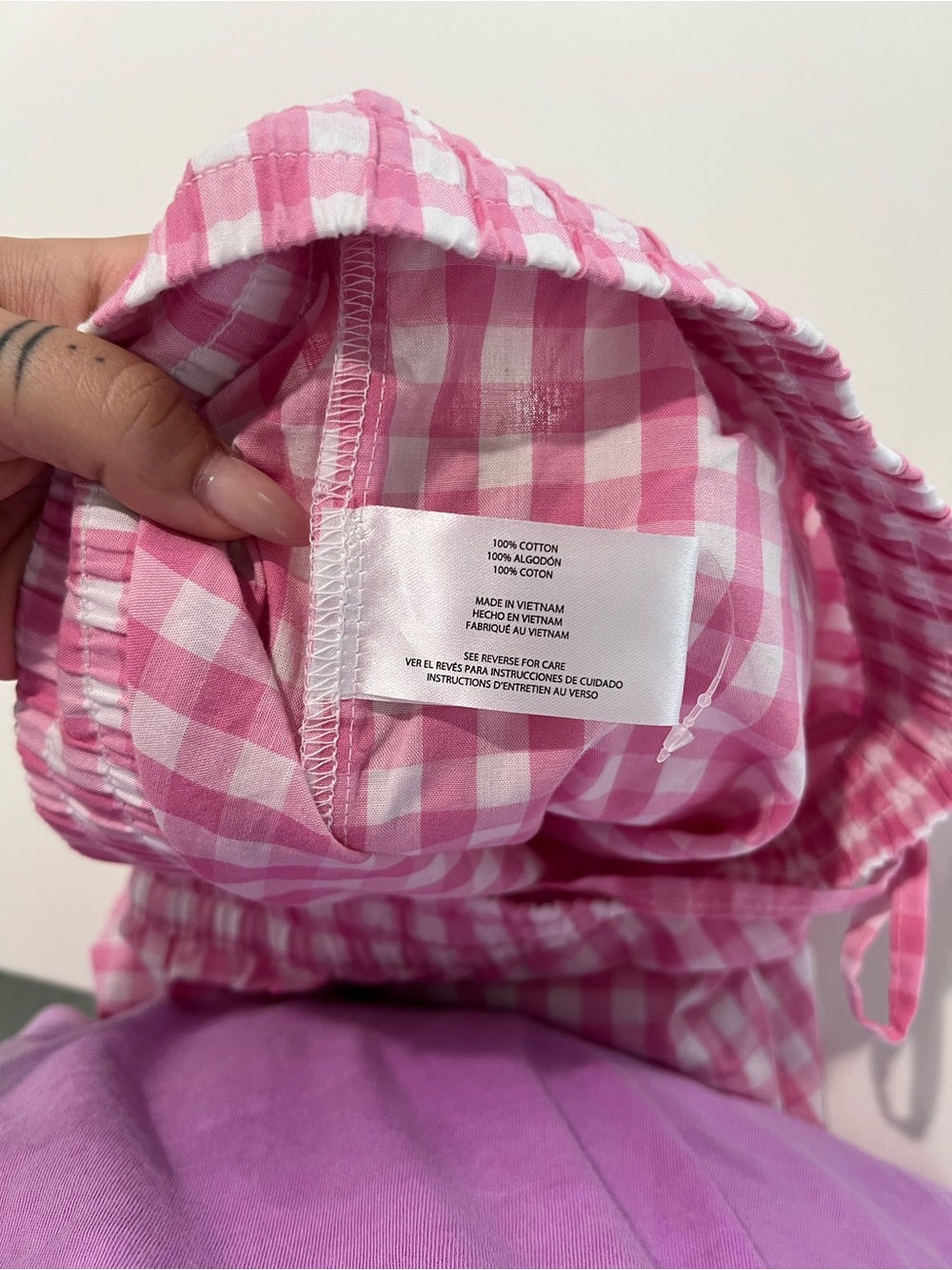 GAP • pink gingham pants 100% cotton size large - Picture 7 of 9